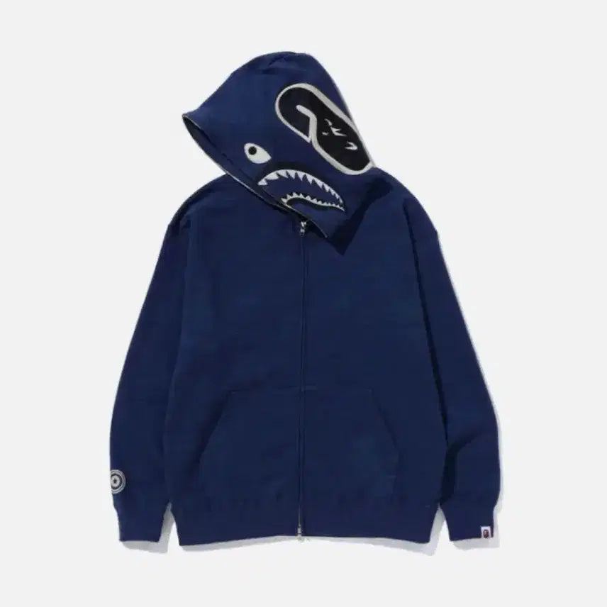 [BUNJANG] BAPE Shark Full Zip Hoodie Indigo XL / 베이프 샤크 풀집 후디 인디고 xl