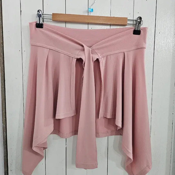 [BUNJANG] Better Line Layered Mini Skirt with Snap Button Detail - Pink / Better line 커버업 스커트 Free 똑딱이 단추 라인 커버 레깅스 레이어드 치마 언발 기장 스판 힙커버 미니스커트 핑크 운동복 헬스복 필라테스복