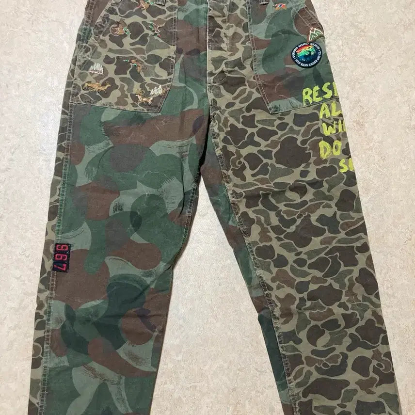 [BUNJANG] Polo Country Ralph Lauren Camo Outdoor Canvas Patchwork Pants / 폴로 랄프로렌 Polo Country 아웃도어 카모 팬츠 34