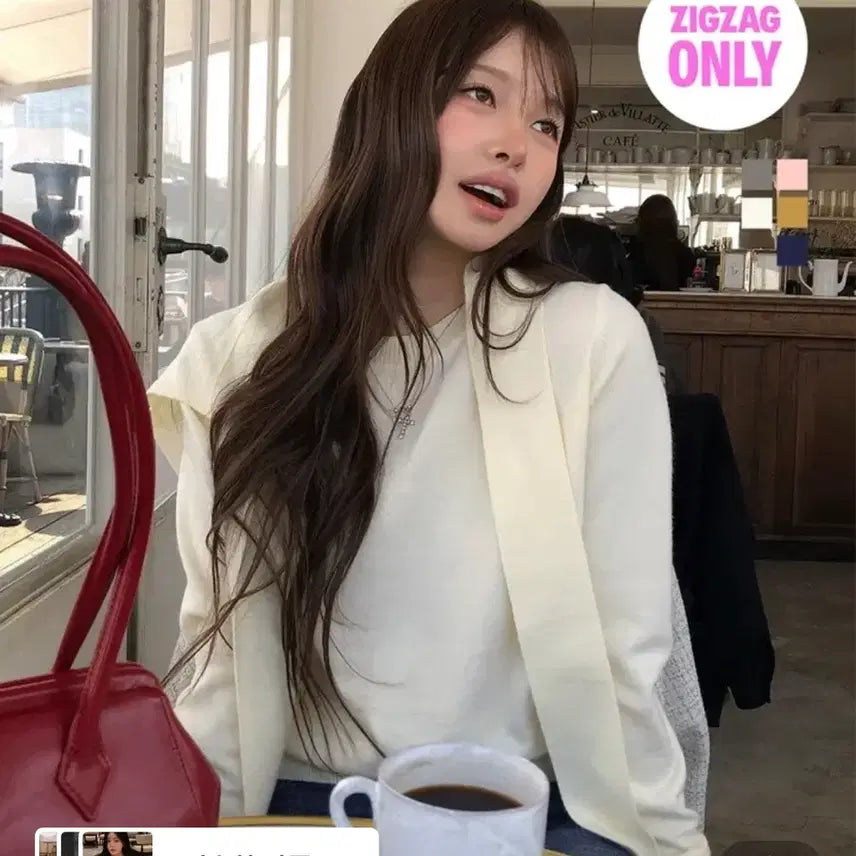 [BUNJANG] Taco New Harmony Round Knit with Shawl Set - Cream / [택o 새상품] 하네 숄 SET 하모니 라운드 니트 Cream