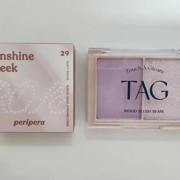[BUNJANG] Peripera Sunshine Cheek (Mauve Nang Nang Hae) + Tag Mood Blush Beam (Pure Lavender) Set / 미개봉) 페리페라 선샤인 치크 모브낭낭해+태그 무드블러쉬빔 퓨어라벤더