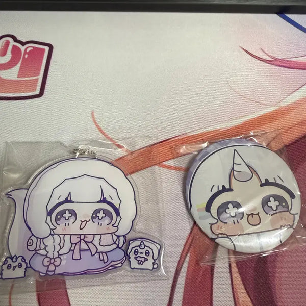[BUNJANG] Stellive Yuni Unofficial Can Badge & Acrylic Keyring Set / 스텔라이브 유니 비공식 캔뱃지,아크릴 키링 세트 판매