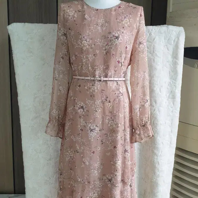 [BUNJANG] Chiffon Flower Long Dress / 쉬폰 플라워 롱 원피스~