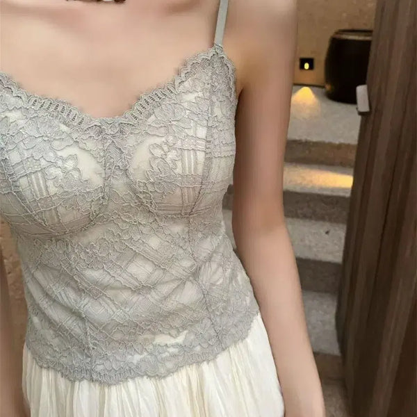[BUNJANG] Via Lace Camisole Bralette / [빠른발송] 비아 레이스 캡나시 페미닌 걸코어 란제리 브라렛 섹시 갸루