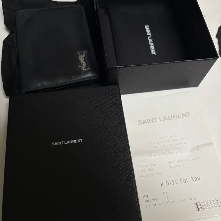 [BUNJANG] Saint Laurent Bi-fold Wallet Black Leather / 생로랑 지갑 블랙