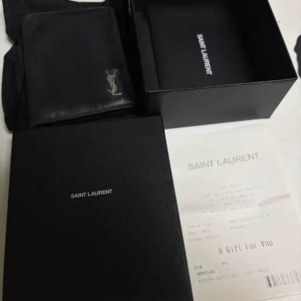 [BUNJANG] Saint Laurent Bi-fold Wallet Black Leather / 생로랑 지갑 블랙