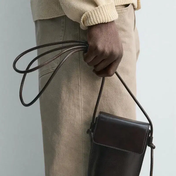 [BUNJANG] Zara Leather Crossbody Bag Dark Brown / 자라 가죽 크로스백 다크브라운
