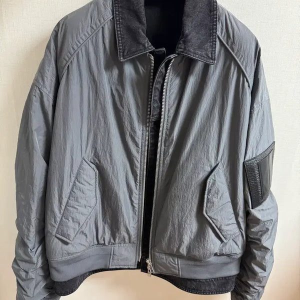 [BUNJANG] Juun.J Nylon Denim MA-1 Grey (Size 46) / 준지-새상품46) 나일론 데님 MA-1 그레이