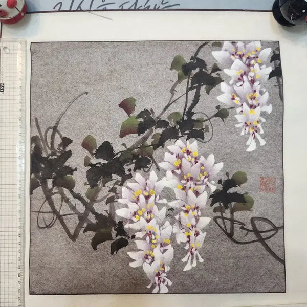 [BUNJANG] Korean Painting Wisteria Ink and Color Painting / 한국화 등꽃 , 수묵채색화