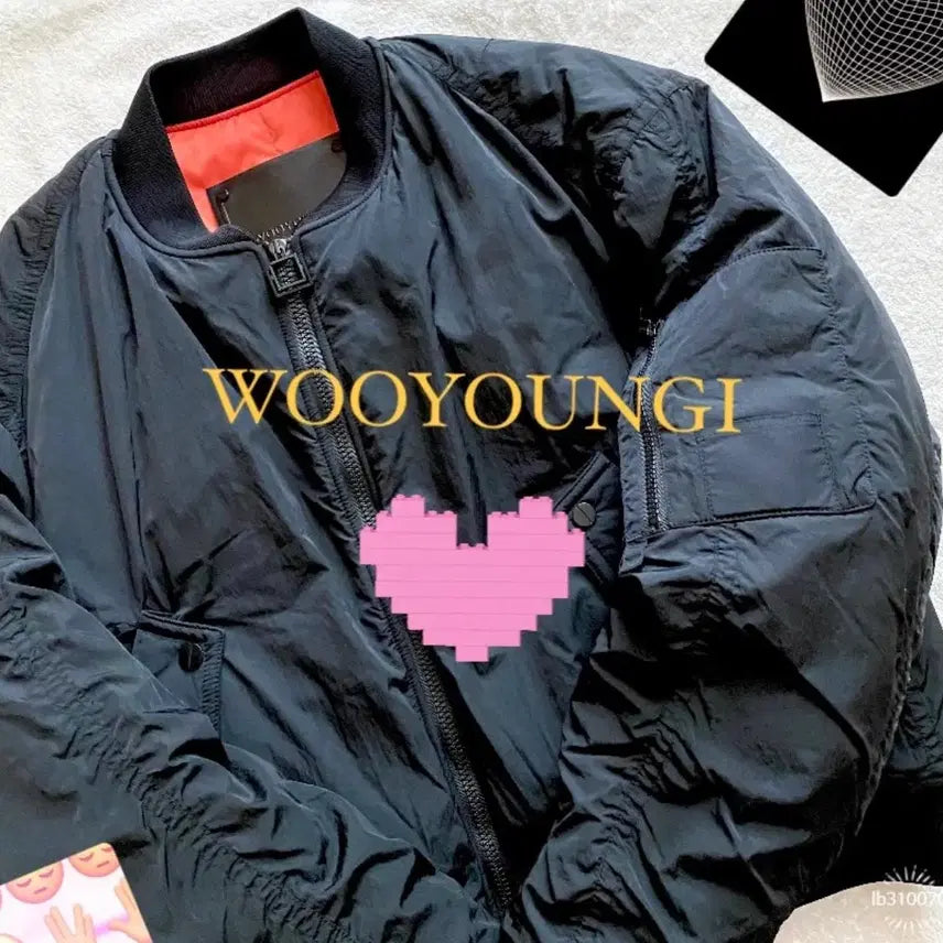 [BUNJANG] Wooyoungmi Black Leather Patch MA-1 Jacket / [100]우영미 블랙레더패치 마윈 자켓 MA-1