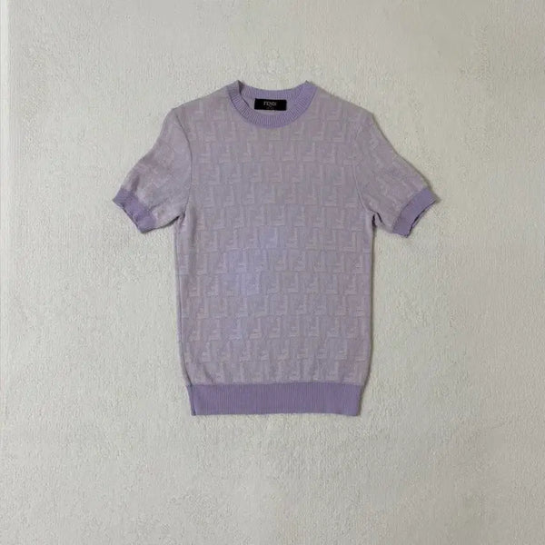 [BUNJANG] Fendi Women's FF Jacquard Short Sleeve Knit Sweater / 펜디 여성 FF 자카드 반팔 니트 스웨터