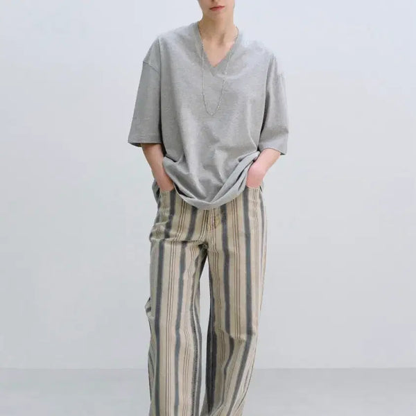 [BUNJANG] Granada Stripe Denim Pants - Beige (Size M) / (19일만 할인)문달 스트라이프 팬츠 Granada Stripe Denim in Beige