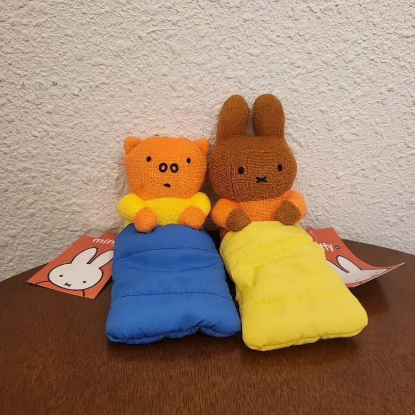[BUNJANG] Miffy Melanie Poppy Sleeping Bag Padding Doll Keychain Set of 2 / 미피 멜라니 포피 침낭 패딩 인형 키링 2개 세트