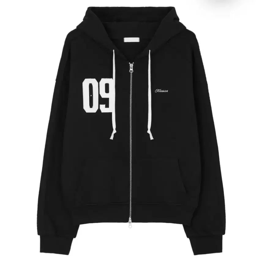 [BUNJANG] Cleesher 09 Numbering Hoodie Black / 클리시어 09 넘버링 후드집업 블랙