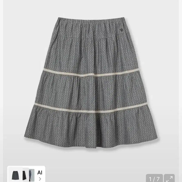 [BUNJANG] aeae Check Midi Tiered Skirt Grey / aeae 체크 미디 티어드 스커트 그레이