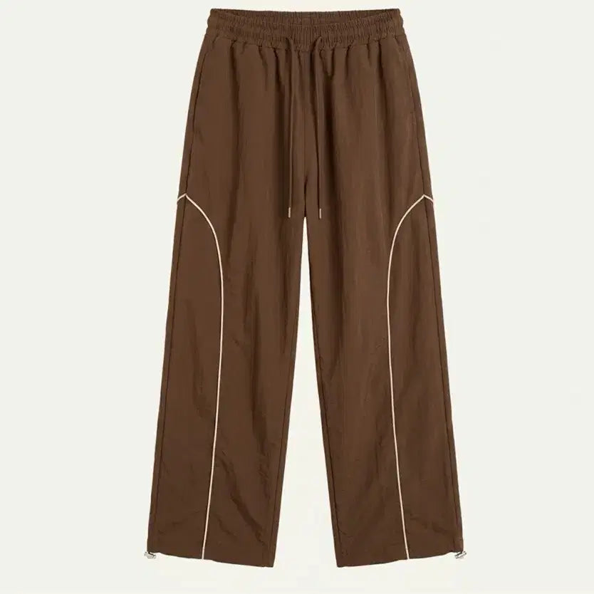[BUNJANG] Brown Wide Training Pants with Drawstring Hem / 브라운 컬러 와이드 트레이닝 팬츠