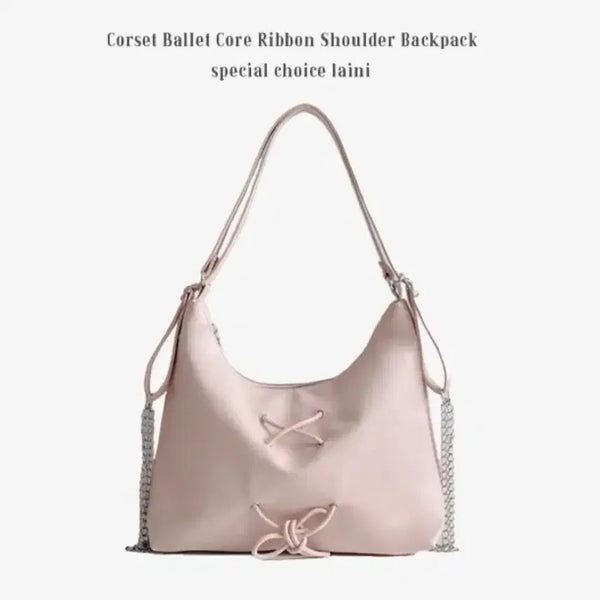 [BUNJANG] Avely Balletcore Ribbon Shoulder Bag Pink / 에이블리 발레코어 리본 숄더백 핑크