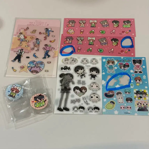 [BUNJANG] NCT WISH En-Wish Marong-nim Noel-nim Cheese Boys Yushi Riku Pin Button Sticker Set / 엔시티위시 엔위시 마롱님 뇌말님 치즈볼즈 스티커 유우시 리쿠 핀버튼