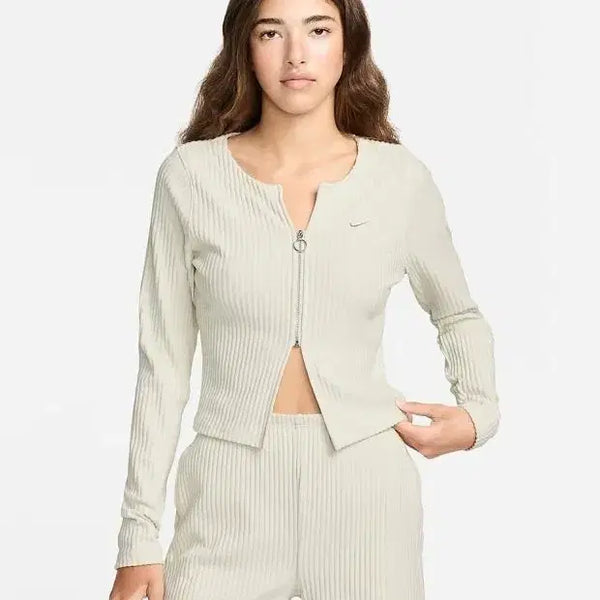 [BUNJANG] Nike Chill Knit Ribbed Full-Zip Cardigan Cream Size 90 / 나이키 칠 니트 골지 집업 가디건 [FN3683-104]