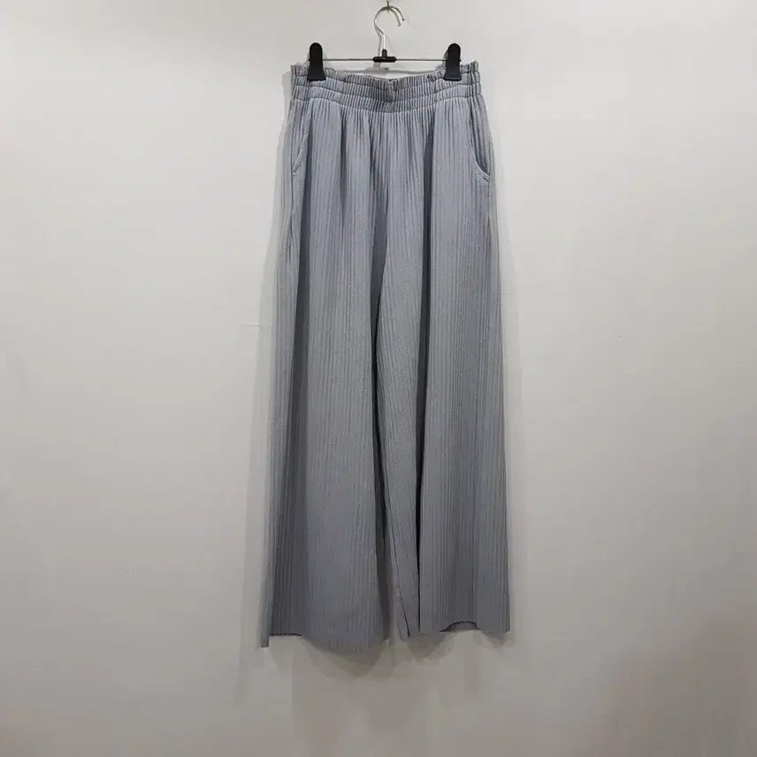 [BUNJANG] Vintage Shoe Pleated Wide Leg Pants / R1036 빈티지 밴딩 연블루 주름 플리츠 통 와이드 바지 여F