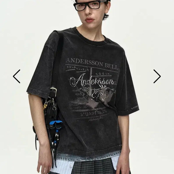 [BUNJANG] Andersson Bell Rosie Hot-Fix Printed T-Shirt Charcoal / 앤더슨벨 ROSIE HOT-FIX PRINTED T-SHIRT atb1509w(CHARCOAL)