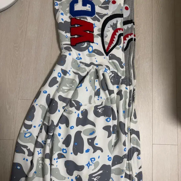 [BUNJANG] BAPE Space Camo Shark Full Zip Hoodie XXL / 급처 베이프 샤크후드 스페이스 화이트 2xl 제품
