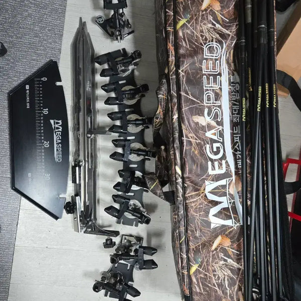 [BUNJANG] Mega Speed 9-Tier Fishing Rod Pod with Ground Stake Set / 메가스피드 9단 낚시받침틀 땅꽂이셋