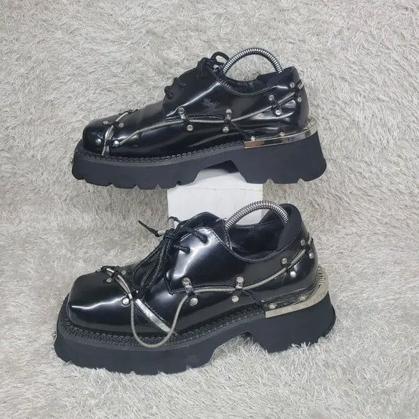 [BUNJANG] Women's Punk Metal Black Derby Shoes / 26/230 여성 펑크 메탈 블랙 더비슈즈