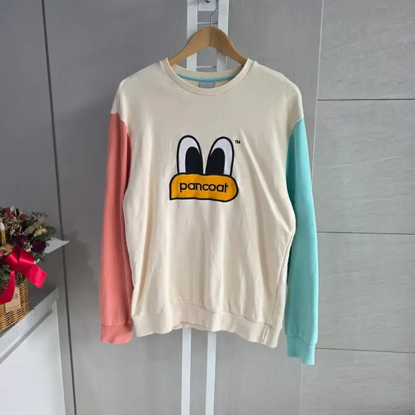 [BUNJANG] Pancoat Color Block Sweatshirt / 판코트 맨투맨 티셔츠 크림 베이지 핑크 블루