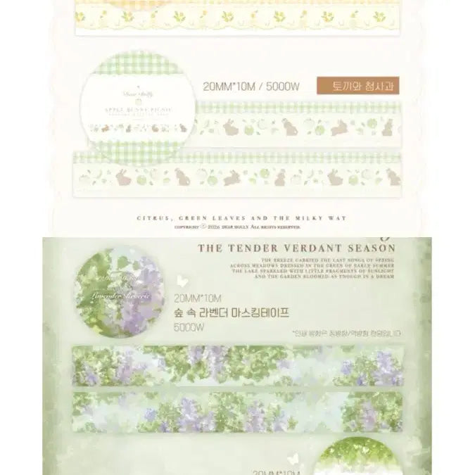 [BUNJANG] Dear Dolly Prelude Green Scenery Washi Tape Bundle / 디어돌리 프렐류드,녹색정경 마테 일괄 마테띵