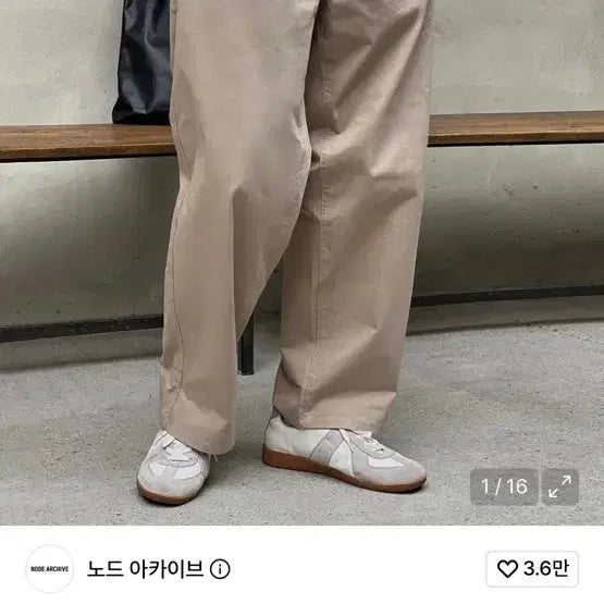 [BUNJANG] Node Archive Wide Tapered Chino Pants (Light Khaki) / 노드 아카이브 와이드 테이퍼드 치노 팬츠 (라이트 카키)