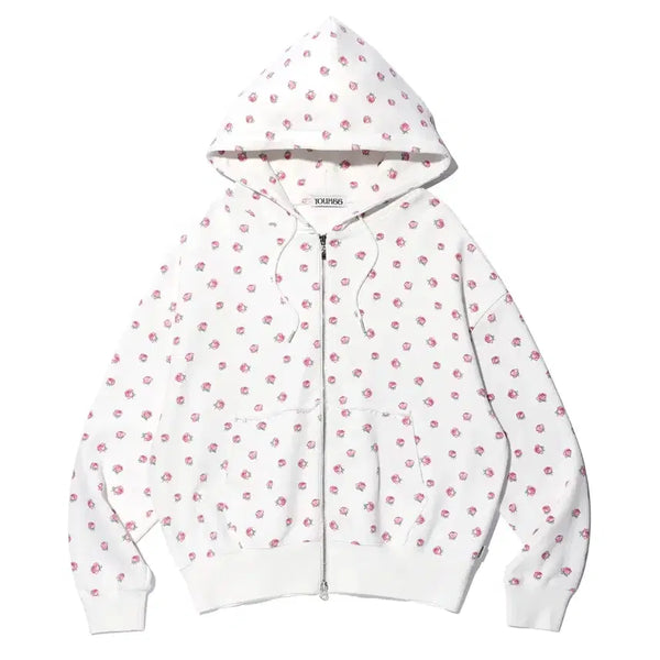 [BUNJANG] Youhee Flower Pattern Hooded Zip-Up / 유희 플라워 패턴 후드집업