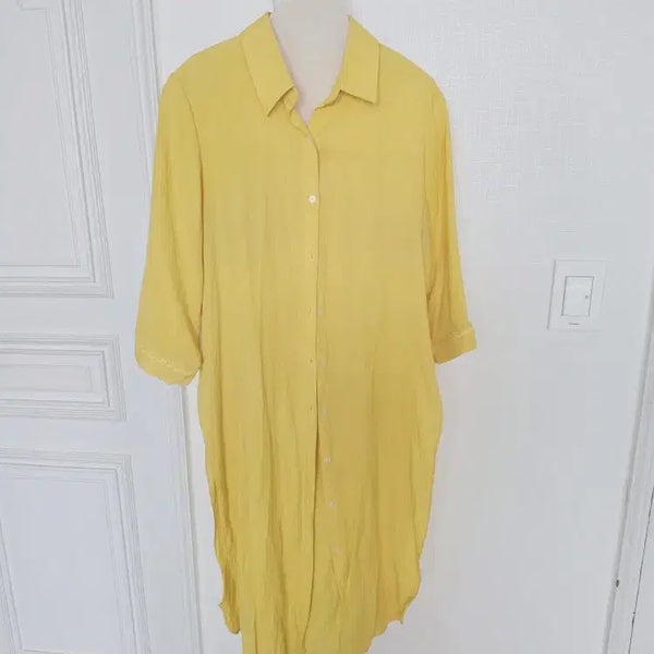 [BUNJANG] Yellow Shirt Dress Free Size / 색감 예쁜 노랑 셔츠원피스 F
