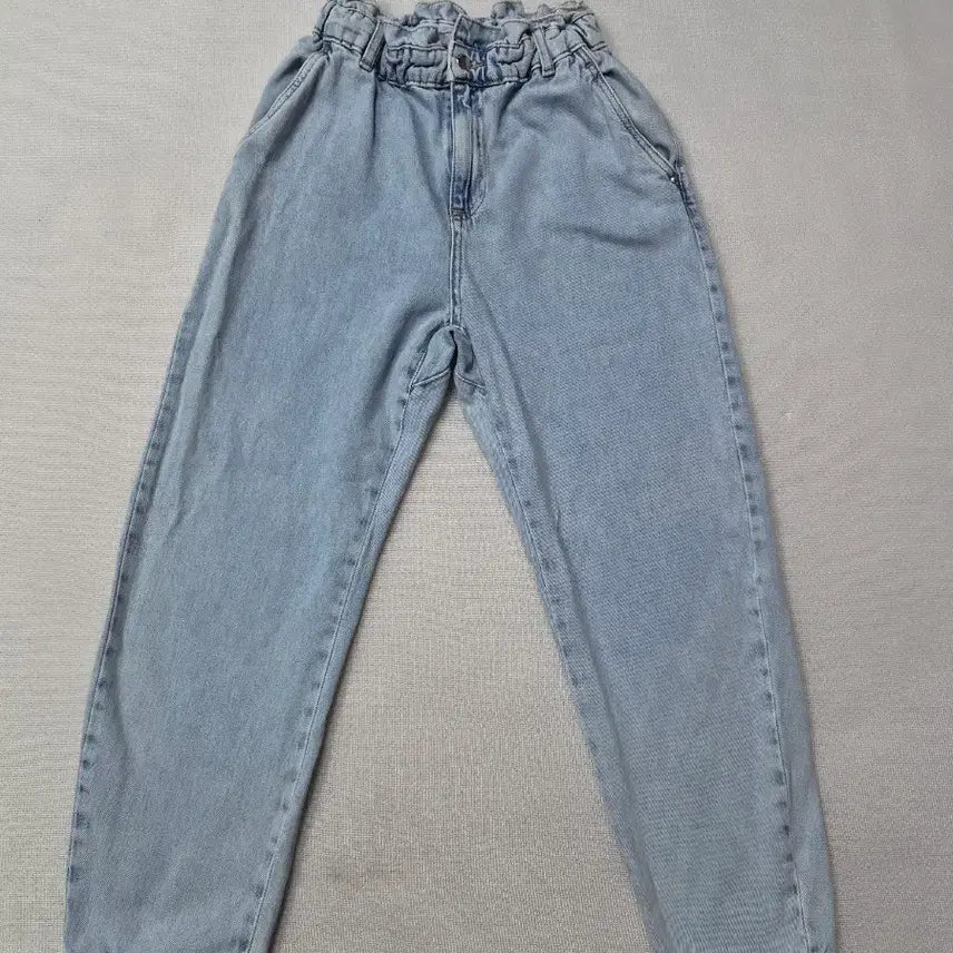 [BUNJANG] Zara Light Wash Denim High-Waist Banded Baggy Pants / 자라 연청 데님 하이웨스트 밴딩 배기 팬츠 허리26