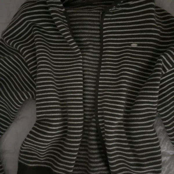 [BUNJANG] Green Striped Knit Hoodie / 초록색 후드집업