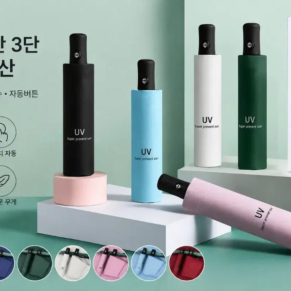 [BUNJANG] UV Blocking Automatic Folding Umbrella (Set of 2) / 1+1 새상품) UV 차단 자동 접이식 우산