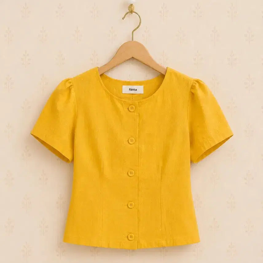 [BUNJANG] Fleta Linen Yellow Two-Piece Set / 플레따 린넨 노랑 투피스