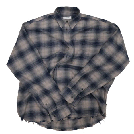 [BUNJANG] Nononode Flexible String Check Shirt Blue Grunge / [2] 논노드 플렉시블 스트링 체크 셔츠 블루 그런지