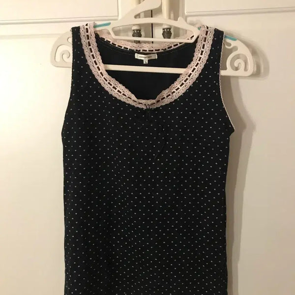 [BUNJANG] Vintage Dot Sleeveless Blouse with Lace Trim / 빈티지 갸루 대장템 도트 슬리브리스 나시