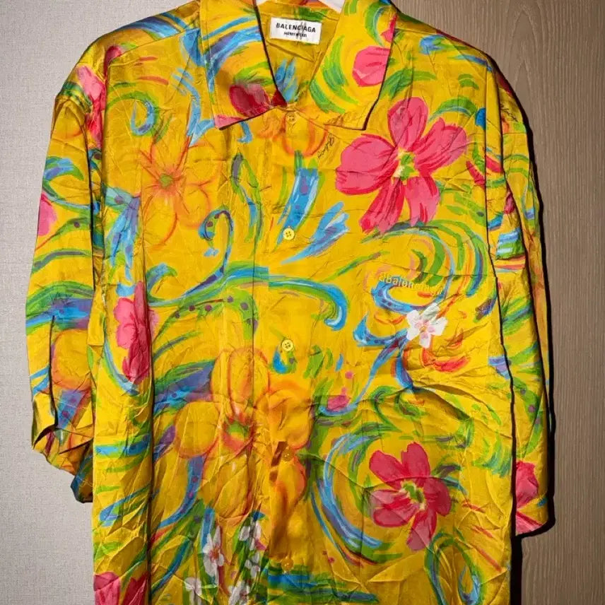 [BUNJANG] Balenciaga Yellow Floral Silk Pajama Shirt / Balenciaga Yellow Floral Silk Shirt