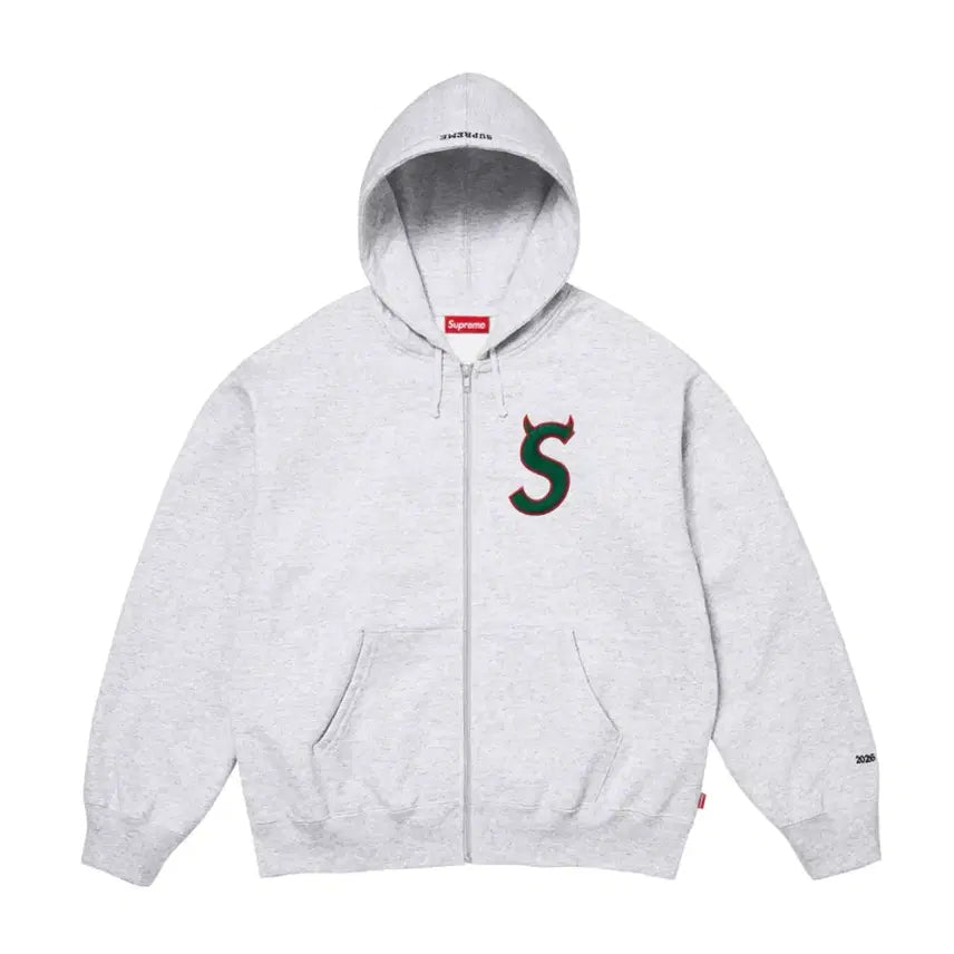 [BUNJANG] Supreme Devil S Logo Zip-Up Hoodie Sweatshirt Ash Grey XL / 슈프림 데빌 S 로고 집업 후드 스웨트셔츠 애쉬 그레이 XL
