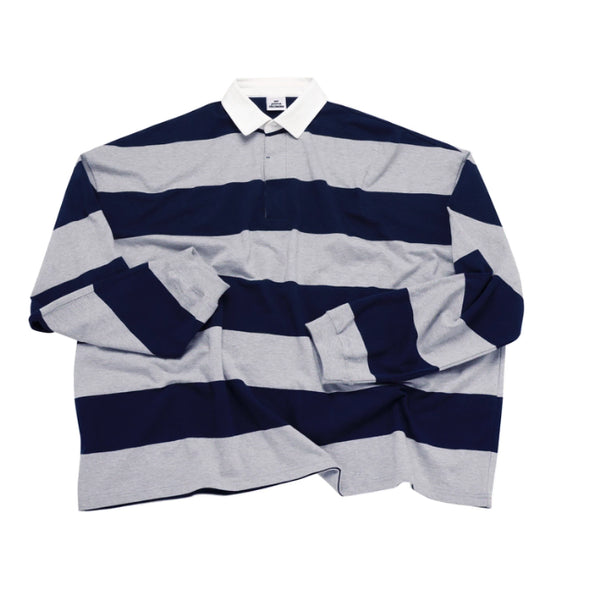 [BUNJANG] MJD Oversized Striped Rugby Shirt - Mélange Grey / [M] MJD 오버사이즈 스트라이프 럭비 셔츠 멜란지그레이