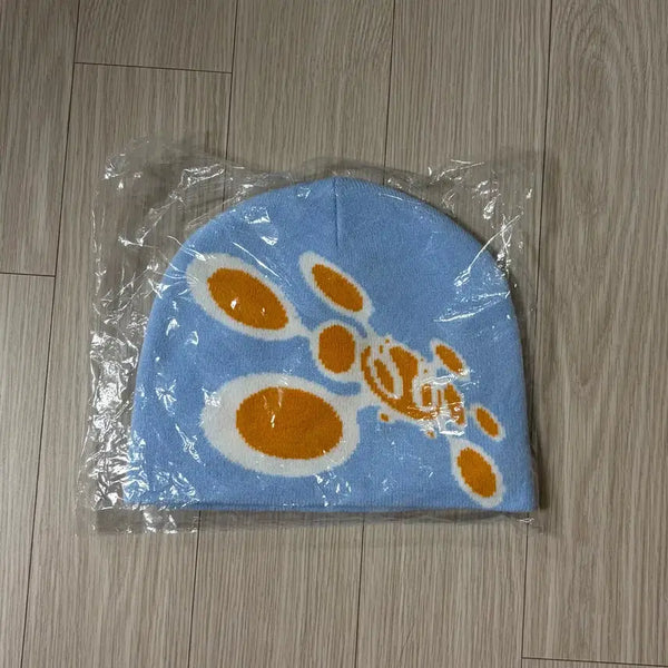 [BUNJANG] HAPPY99 Beanie Light Blue Orange Pattern / HAPPY99 비니