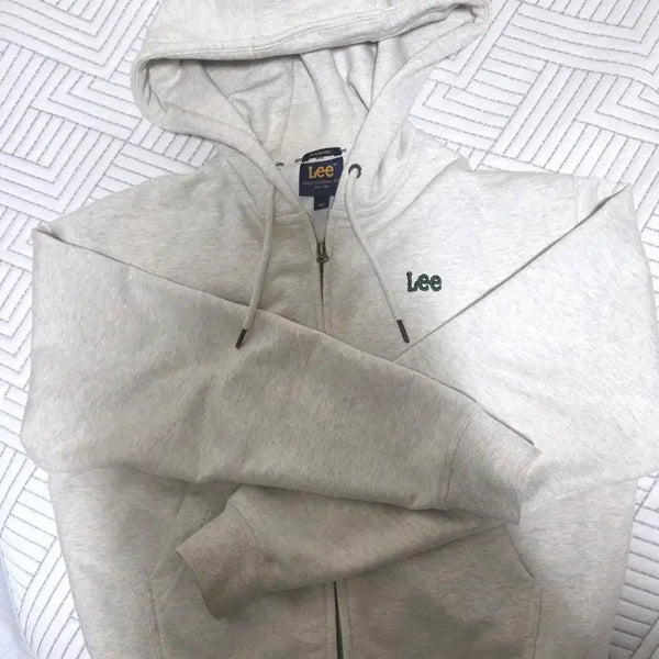 [BUNJANG] Lee Small Twitch Logo Hoodie Zip-up Oatmeal / LEE 스몰 트위치 로고 후드 집업 오트밀 색상