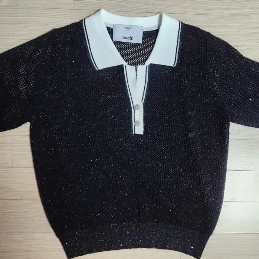 [BUNJANG] Black Collar Crochet Knit / 블랙 카라 크로쉐