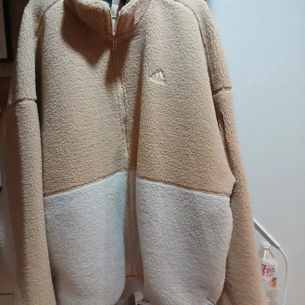 [BUNJANG] Adidas Fleece Jacket Beige/White / 아디다스 플리스 자켓 베이지/화이트