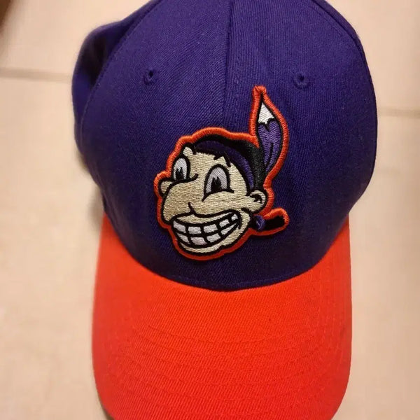 [BUNJANG] Cleveland Indians Purple Orange Two-tone Baseball Cap / # 보라색 오렌지 투톤 야구 모자
