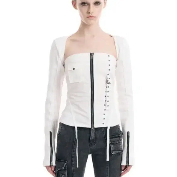 [BUNJANG] Bohemian Seoul Biker Bolero Top White Unused / 보헤미안서울 바이커 볼레로 탑(택O,미사용)