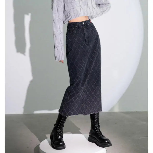 [BUNJANG] Urban Dress Quilting Denim Skirt / 어반드레스 퀼팅 데님 스커트 S