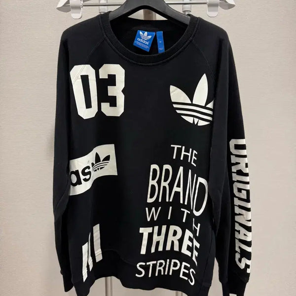 [BUNJANG] Adidas Cotton Sweatshirt with Big Printing Logo (Size 100) / 아디다스 맨투맨 100사이즈
